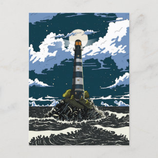 Postal De Invitación Faro De Noche