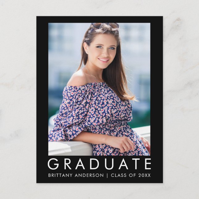 Postal De Invitación Fashion Trendy Graduation Photo Party Invitation L (Anverso)