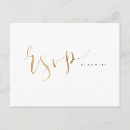 Postal De Invitación Faux Gold Moderno Simple Script Wedding RSVP