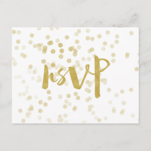 Postal De Invitación Faux Relieve metalizado dorado Confetti RSVP