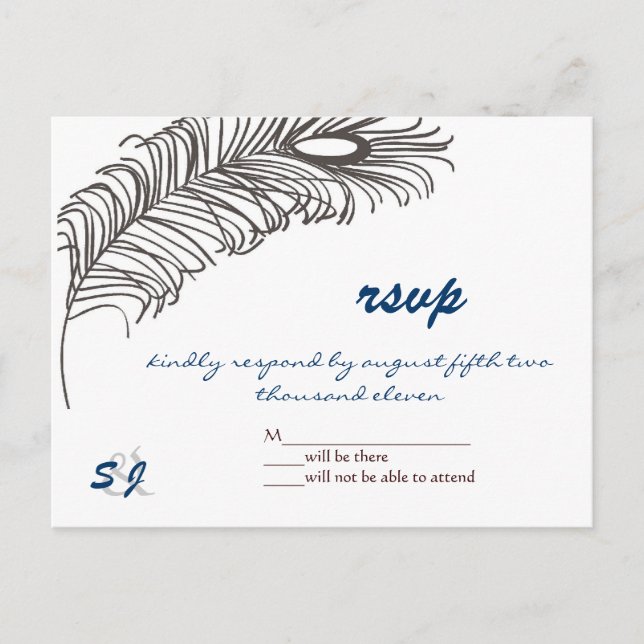 Postal De Invitación Feather Boda III (Anverso)