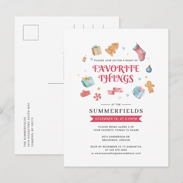 Postal De Invitación Felices vacaciones Navidades Fiesta de cosas favor (Anverso / Reverso)