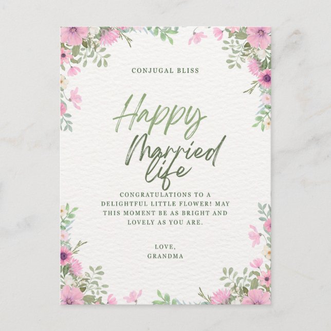 Postal De Invitación Felicitación de boda  (Anverso)