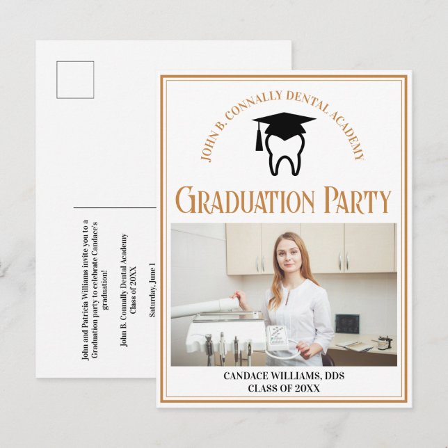 Postal De Invitación Felicitación de graduación personalizada para la e (Anverso / Reverso)