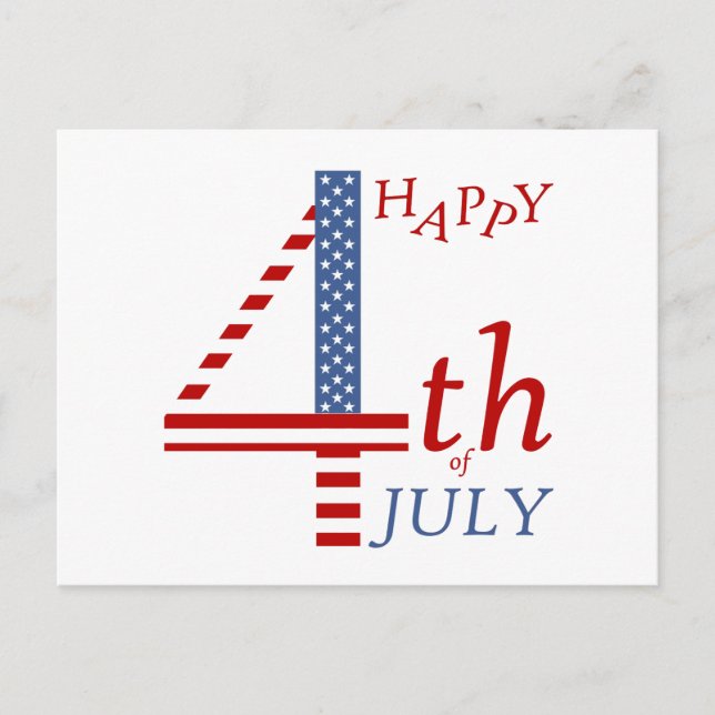 Postal De Invitación Feliz 4 de julio Día de la Independencia (Anverso)