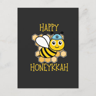 Postal De Invitación Feliz abeja de miel Hanukkah judío