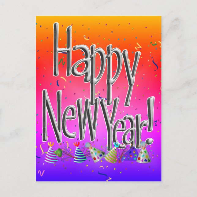 Postal De Invitación ¡FELIZ AÑO NUEVO! Imagen de texto (Anverso)