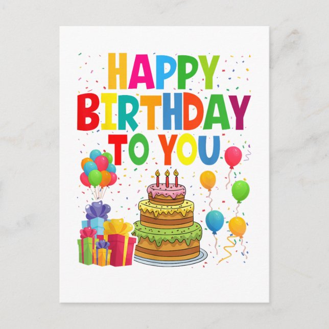 Postal De Invitación Feliz Cumpleaños a Ti (Anverso)