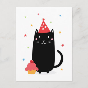 Postal De Invitación Feliz cumpleaños al gorra de quequitos y fiestas
