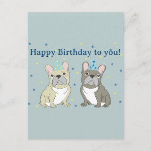 Postal De Invitación Feliz cumpleaños bulldog francés