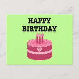 Postal De Invitación Feliz cumpleaños Pixel Art de ocho bits
