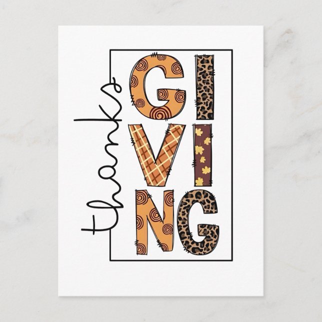 Postal De Invitación Feliz leopardo de Acción de Gracias, imprimió Turq (Anverso)