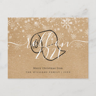 Postal De Invitación Feliz Navidad Año Nuevo Rústico Rueda Diversión