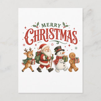 Postal De Invitación Feliz Navidad Santa y Amigos