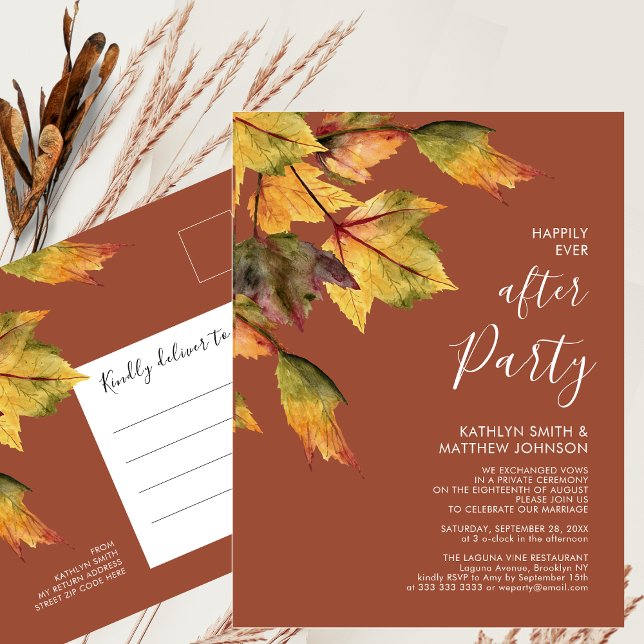 Postal De Invitación Feliz Nunca Después Del Fiesta Boda De Foliage De  (Subido por el creador)