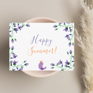 Postal De Invitación Feliz verano violeta flor azul azul blanco