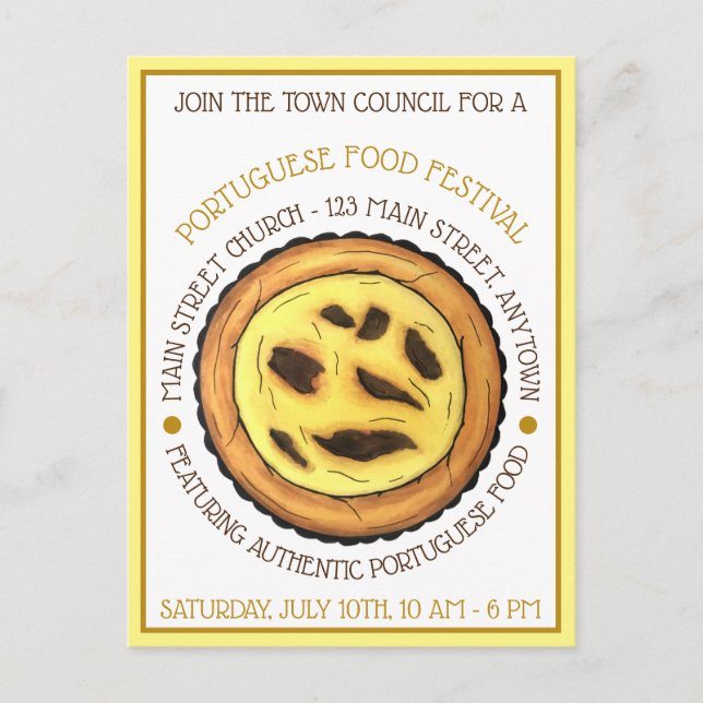 Postal De Invitación Festival de comida de pastelería de hueso portugué (Anverso)