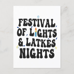 Postal De Invitación Festival de Luces y Noches de Latkes Divertido Han