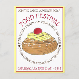 Postal De Invitación Festival italiano de comida siciliana Zeppole Past