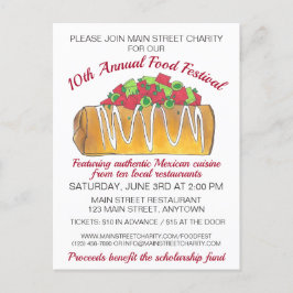 Postal De Invitación Festival mexicano de Tex Mex Food Chimichanga