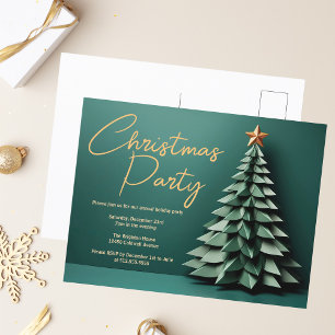 Postal De Invitación Festividad de la Fiesta Verde de Oro para el Árbol