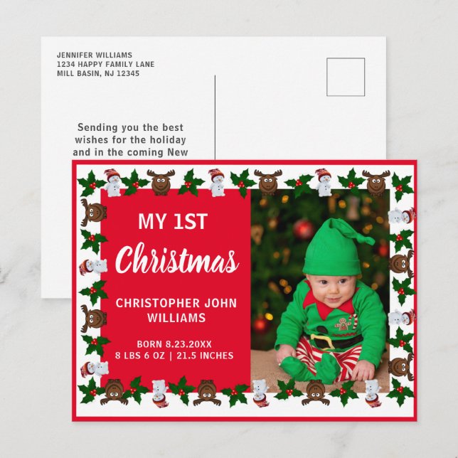 Postal De Invitación Festividad fotográfica de mi primer Recién nacido  (Anverso / Reverso)