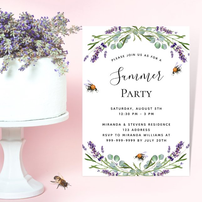 Postal De Invitación Fiesta al aire libre con flores Lavender (Subido por el creador)