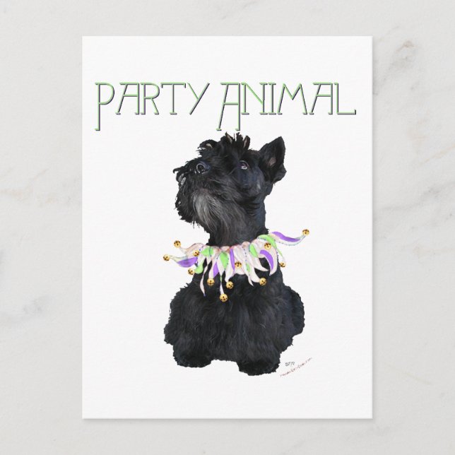 Postal De Invitación Fiesta Animal Terrier Escocés (Anverso)