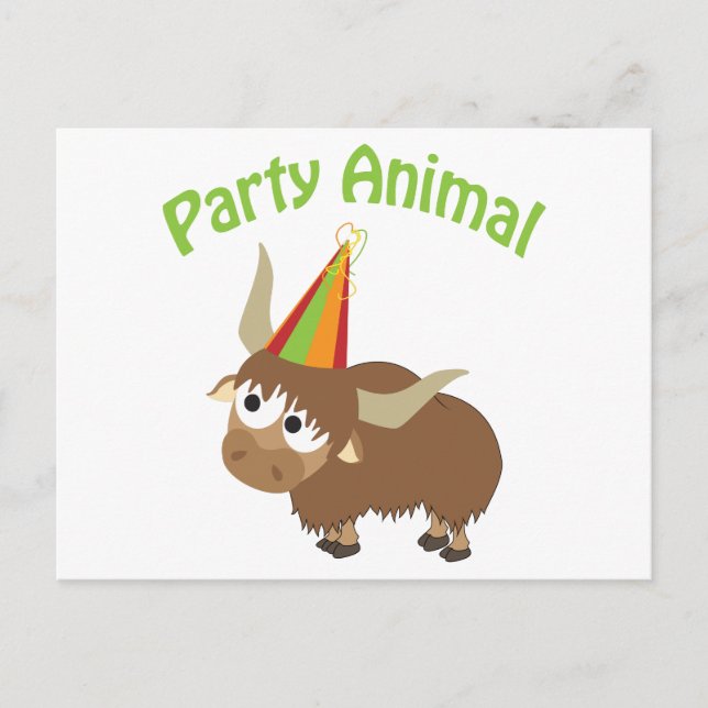 Postal De Invitación ¡fiesta Animal! Yak (Anverso)