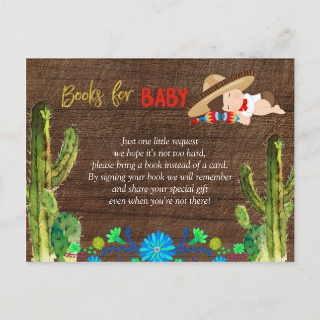 Postal De Invitación Fiesta Baby Muchacho Baby Shower Books para el beb (Anverso)