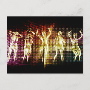 Postal De Invitación Fiesta Beach Rave con Chicas de baile disco