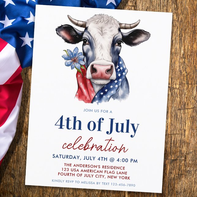 Postal De Invitación Fiesta Blanco Y Azul Rojo 4 De Julio (Subido por el creador)