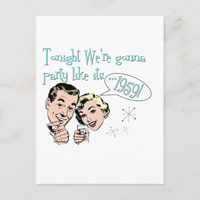 Postal De Invitación ¡fiesta como si fuera 1959! (Anverso)