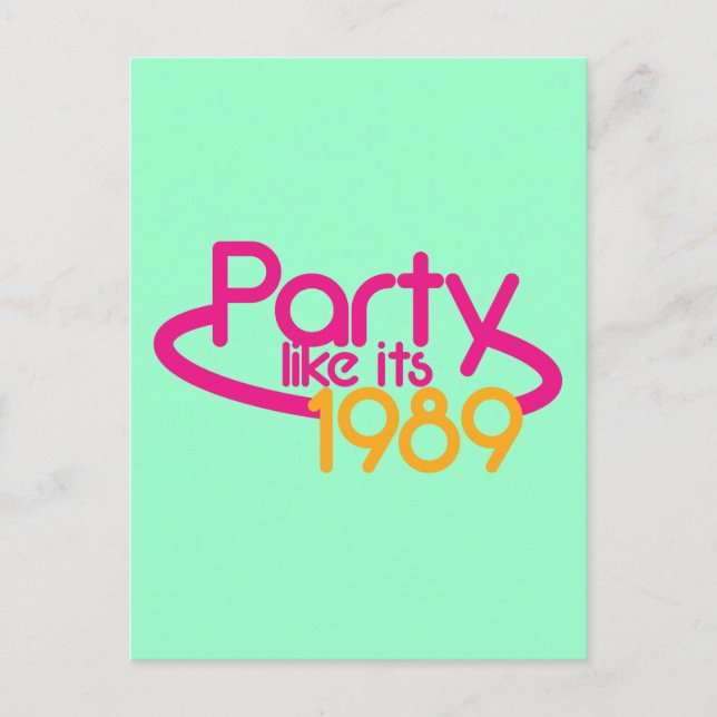 Postal De Invitación FIESTA como si fuera 1989 (Anverso)