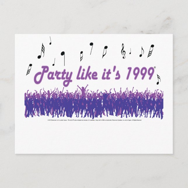 Postal De Invitación Fiesta como si fuera 1999 - Púrpura (Anverso)