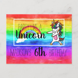 Postal De Invitación Fiesta Como Un Cumpleaños De Unicornio