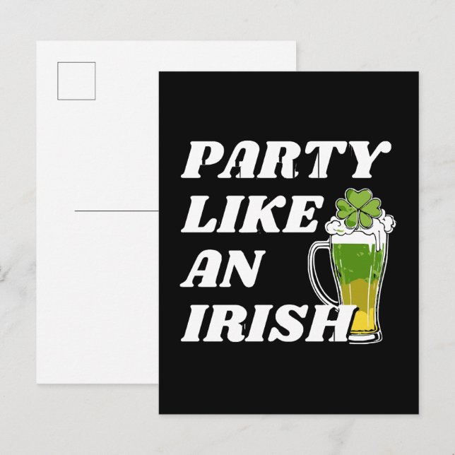 Postal De Invitación Fiesta Como un Irlandés (Anverso / Reverso)