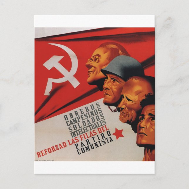 Postal De Invitación Fiesta comunista (1937) Poster de propaganda (Anverso)