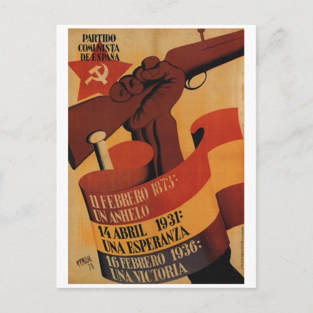 Postal De Invitación Fiesta comunista de España Poster de propaganda (Anverso)