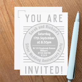 Postal De Invitación Fiesta de aniversario de bodas de plata