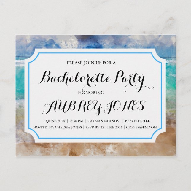 Postal De Invitación Fiesta de Bachelorette de la Isla Tropical (Anverso)