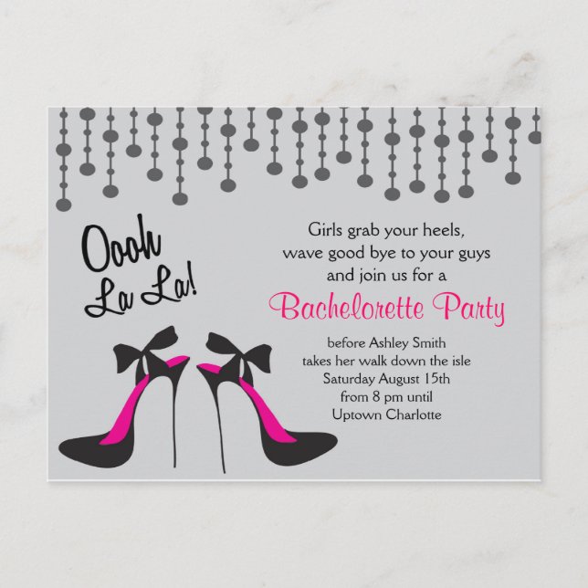 Postal De Invitación Fiesta de Bachlerotte / Chicas Noche fuera/ (Anverso)