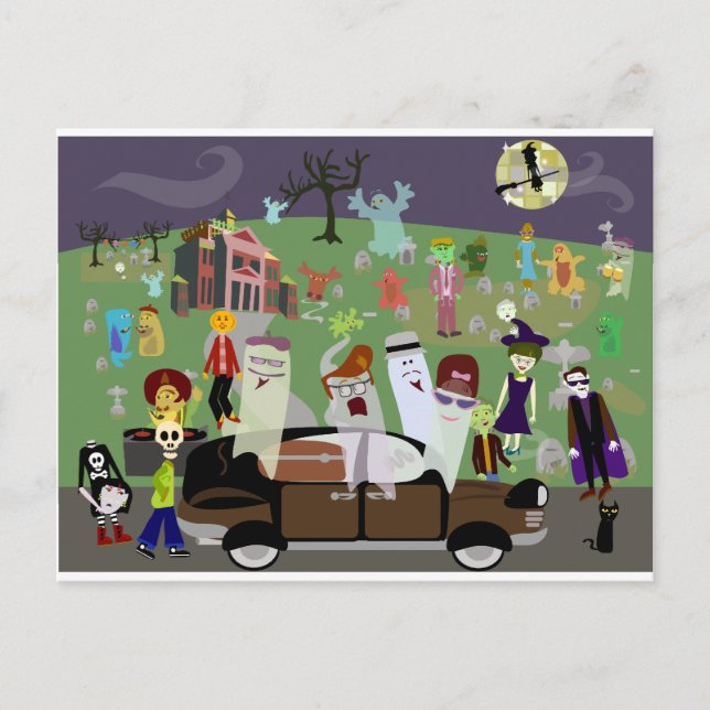 Postal De Invitación Fiesta de cementerio de Halloween (Anverso)