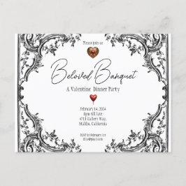 Postal De Invitación Fiesta de Cena de Banquetes Amado de San Valentín