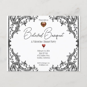 Postal De Invitación Fiesta de Cena de Banquetes Amado de San Valentín