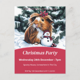 Postal De Invitación Fiesta de Cerdo y Navidades de Snowman en Guinea