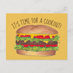 Postal De Invitación Fiesta de cocina de picnic de la reunión de hambur