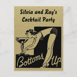 Postal De Invitación Fiesta de cócteles personalizado de Bottoms Up