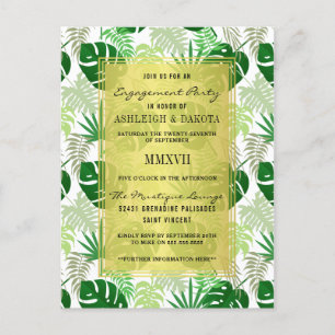 Postal De Invitación Fiesta de compromiso botánico de las hojas de