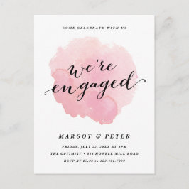 Postal De Invitación Fiesta de compromiso de acuarela con guión moderno
